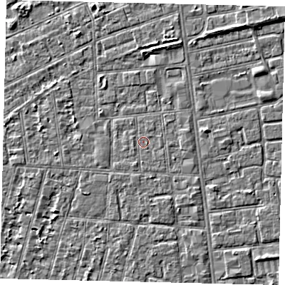 Shaded relief map of the ground around HU31SY, computed from Environment Agency LiDAR. The ground here sits at about 2 m above sea level and falls 3 m across the surrounding 800 m. Surface water reaching this point runs off ground lying to the south-south-east, 0.8 m higher.