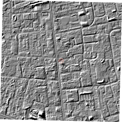 Shaded relief map of the ground around HU31YA, computed from Environment Agency LiDAR. The ground here sits at about 2 m above sea level and falls 5 m across the surrounding 800 m. Surface water reaching this point runs off ground lying to the east-south-east, 1.6 m higher.