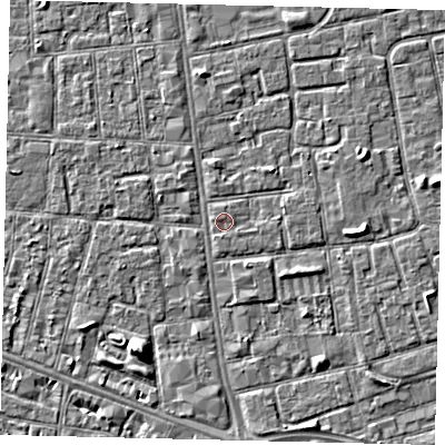 Shaded relief map of the ground around HU31YD, computed from Environment Agency LiDAR. The ground here sits at about 2 m above sea level and falls 5 m across the surrounding 800 m. Surface water reaching this point runs off ground lying to the north, 0.6 m higher.