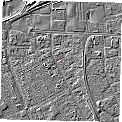 Shaded relief map of the ground around HU32SH, computed from Environment Agency LiDAR. The ground here sits at about 2 m above sea level and falls 6 m across the surrounding 800 m. Surface water reaching this point runs off ground lying to the west-south-west, 1.8 m higher.