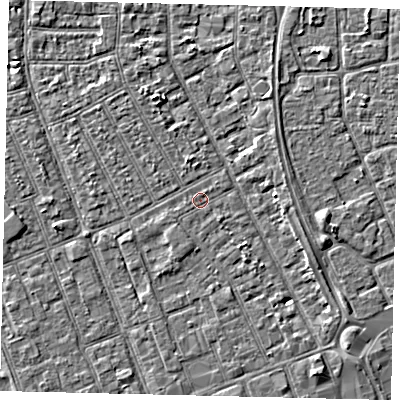 Shaded relief map of the ground around HU32SL, computed from Environment Agency LiDAR. The ground here sits at about 3 m above sea level and falls 3 m across the surrounding 800 m. Surface water reaching this point runs off ground lying to the south-west, 0.6 m higher.