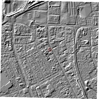 Shaded relief map of the ground around HU32SQ, computed from Environment Agency LiDAR. The ground here sits at about 3 m above sea level and falls 6 m across the surrounding 800 m. Surface water reaching this point runs off ground lying to the south-west, 1.8 m higher.