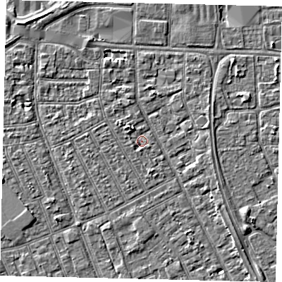 Shaded relief map of the ground around HU32SY, computed from Environment Agency LiDAR. The ground here sits at about 2 m above sea level and falls 3 m across the surrounding 800 m. Surface water reaching this point runs off ground lying to the north-west, 1.5 m higher.