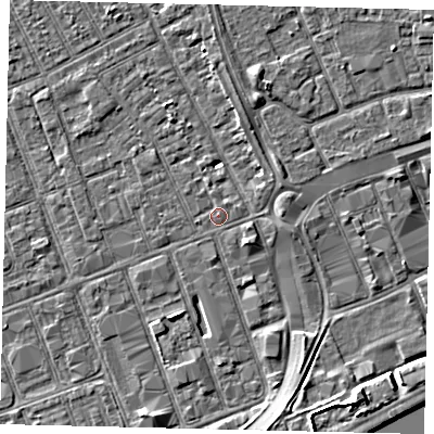 Shaded relief map of the ground around HU33AD, computed from Environment Agency LiDAR. The ground here sits at about 3 m above sea level and falls 6 m across the surrounding 800 m. Surface water reaching this point runs off ground lying to the south-east, 1.4 m higher.