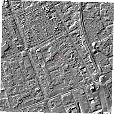 Shaded relief map of the ground around HU33AU, computed from Environment Agency LiDAR. The ground here sits at about 3 m above sea level and falls 3 m across the surrounding 800 m. Surface water reaching this point runs off ground lying to the north-north-west, 0.7 m higher.