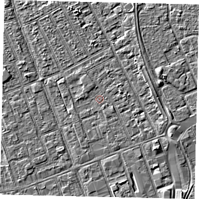 Shaded relief map of the ground around HU33AX, computed from Environment Agency LiDAR. The ground here sits at about 3 m above sea level and falls 3 m across the surrounding 800 m. Surface water reaching this point runs off ground lying to the south-east, 0.7 m higher.