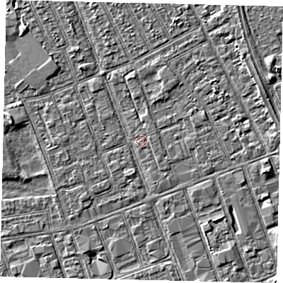 Shaded relief map of the ground around HU33BZ, computed from Environment Agency LiDAR. The ground here sits at about 3 m above sea level and falls 3 m across the surrounding 800 m. Surface water reaching this point runs off ground lying to the south-east, 0.7 m higher.