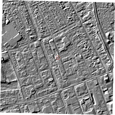 Shaded relief map of the ground around HU33DF, computed from Environment Agency LiDAR. The ground here sits at about 3 m above sea level and falls 3 m across the surrounding 800 m. Surface water reaching this point runs off ground lying to the north-east, 0.9 m higher.