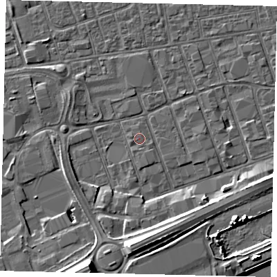Shaded relief map of the ground around HU33EE, computed from Environment Agency LiDAR. The ground here sits at about 3 m above sea level and falls 13 m across the surrounding 800 m. Surface water reaching this point runs off ground lying to the south-south-west, 0.6 m higher.