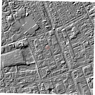 Shaded relief map of the ground around HU33ET, computed from Environment Agency LiDAR. The ground here sits at about 3 m above sea level and falls 3 m across the surrounding 800 m. Surface water reaching this point runs off ground lying to the west-south-west, 0.7 m higher.