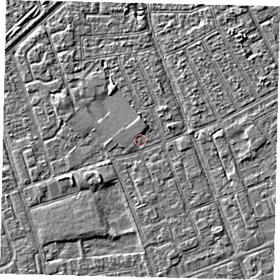 Shaded relief map of the ground around HU33HW, computed from Environment Agency LiDAR. The ground here sits at about 3 m above sea level and falls 3 m across the surrounding 800 m. Surface water reaching this point runs off ground lying to the north-north-east, 0.9 m higher.