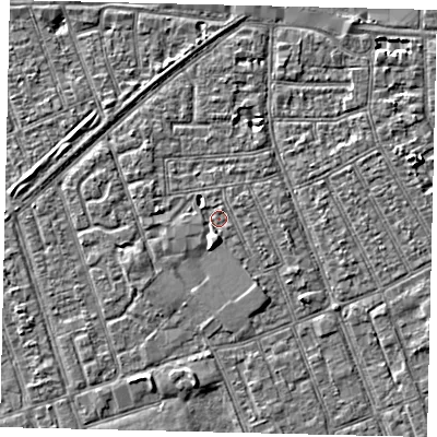 Shaded relief map of the ground around HU33HZ, computed from Environment Agency LiDAR. The ground here sits at about 3 m above sea level and falls 3 m across the surrounding 800 m. Surface water reaching this point runs off ground lying to the south, 2.0 m higher.