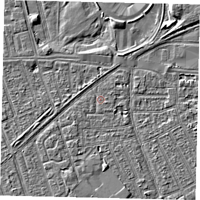 Shaded relief map of the ground around HU33PE, computed from Environment Agency LiDAR. The ground here sits at about 3 m above sea level and falls 6 m across the surrounding 800 m. Surface water reaching this point runs off ground lying to the west-south-west, 1.7 m higher.