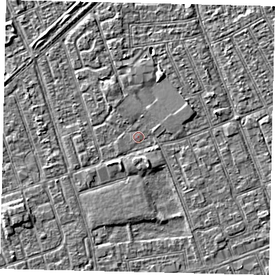 Shaded relief map of the ground around HU33PL, computed from Environment Agency LiDAR. The ground here sits at about 3 m above sea level and falls 3 m across the surrounding 800 m. Surface water reaching this point runs off ground lying to the north-west, 0.6 m higher.