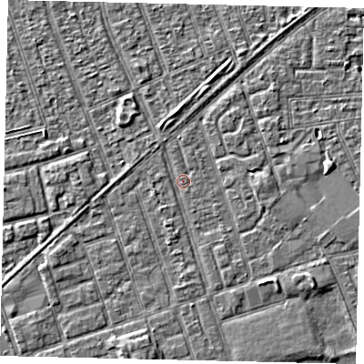 Shaded relief map of the ground around HU33PU, computed from Environment Agency LiDAR. The ground here sits at about 3 m above sea level and falls 3 m across the surrounding 800 m. Surface water reaching this point runs off ground lying to the south-south-west, 2.1 m higher.