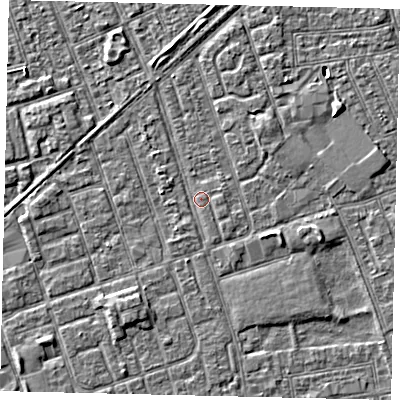 Shaded relief map of the ground around HU33PX, computed from Environment Agency LiDAR. The ground here sits at about 3 m above sea level and falls 3 m across the surrounding 800 m. Surface water reaching this point runs off ground lying to the south-south-west, 2.0 m higher.