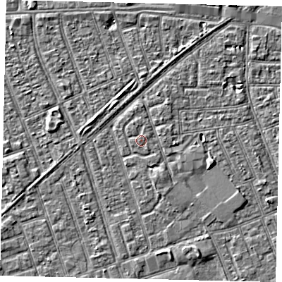 Shaded relief map of the ground around HU33QQ, computed from Environment Agency LiDAR. The ground here sits at about 3 m above sea level and falls 3 m across the surrounding 800 m. Surface water reaching this point runs off ground lying to the north-east, 0.6 m higher.