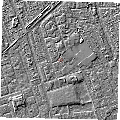 Shaded relief map of the ground around HU33QS, computed from Environment Agency LiDAR. The ground here sits at about 3 m above sea level and falls 3 m across the surrounding 800 m. Surface water reaching this point runs off ground lying to the north-north-east, 0.9 m higher.