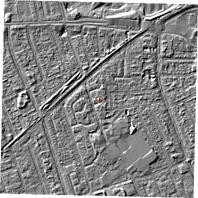 Shaded relief map of the ground around HU33QT, computed from Environment Agency LiDAR. The ground here sits at about 3 m above sea level and falls 3 m across the surrounding 800 m. Surface water reaching this point runs off ground lying to the south, 0.7 m higher.