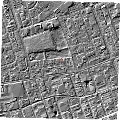 Shaded relief map of the ground around HU33SL, computed from Environment Agency LiDAR. The ground here sits at about 3 m above sea level and falls 3 m across the surrounding 800 m. Surface water reaching this point runs off ground lying to the south-south-east, 1.9 m higher.