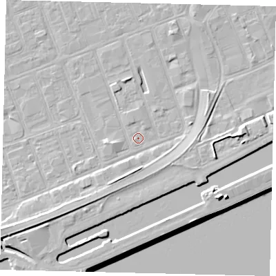 Shaded relief map of the ground around HU34AS, computed from Environment Agency LiDAR. The ground here sits at about 3 m above sea level and falls 11 m across the surrounding 800 m. Surface water reaching this point runs off ground lying to the west-south-west, 0.5 m higher.