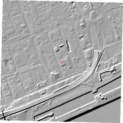 Shaded relief map of the ground around HU34AU, computed from Environment Agency LiDAR. The ground here sits at about 3 m above sea level and falls 11 m across the surrounding 800 m. Surface water reaching this point runs off ground lying to the south-south-west, 1.8 m higher.