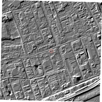 Shaded relief map of the ground around HU34BE, computed from Environment Agency LiDAR. The ground here sits at about 3 m above sea level and falls 5 m across the surrounding 800 m. Surface water reaching this point runs off ground lying to the south-south-east, 4.5 m higher.