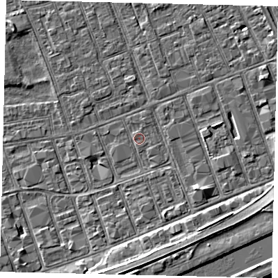 Shaded relief map of the ground around HU34BN, computed from Environment Agency LiDAR. The ground here sits at about 3 m above sea level and falls 7 m across the surrounding 800 m. Surface water reaching this point runs off ground lying to the south-south-east, 0.8 m higher.