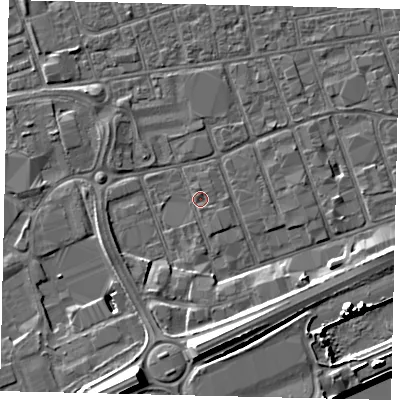 Shaded relief map of the ground around HU34TX, computed from Environment Agency LiDAR. The ground here sits at about 3 m above sea level and falls 13 m across the surrounding 800 m. Surface water reaching this point runs off ground lying to the south-east, 0.7 m higher.