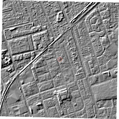 Shaded relief map of the ground around HU35AR, computed from Environment Agency LiDAR. The ground here sits at about 3 m above sea level and falls 4 m across the surrounding 800 m. Surface water reaching this point runs off ground lying to the south-south-west, 0.5 m higher.