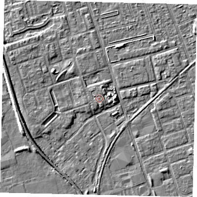 Shaded relief map of the ground around HU35BU, computed from Environment Agency LiDAR. The ground here sits at about 4 m above sea level and falls 5 m across the surrounding 800 m. Surface water reaching this point runs off ground lying to the north-west, 0.7 m higher.