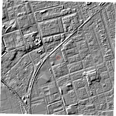 Shaded relief map of the ground around HU35EN, computed from Environment Agency LiDAR. The ground here sits at about 2 m above sea level and falls 5 m across the surrounding 800 m. Surface water reaching this point runs off ground lying to the south, 0.8 m higher.