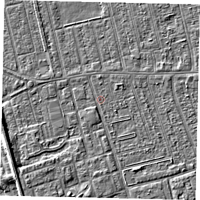 Shaded relief map of the ground around HU35PA, computed from Environment Agency LiDAR. The ground here sits at about 2 m above sea level and falls 6 m across the surrounding 800 m. Surface water reaching this point runs off ground lying to the south-south-west, 1.4 m higher.