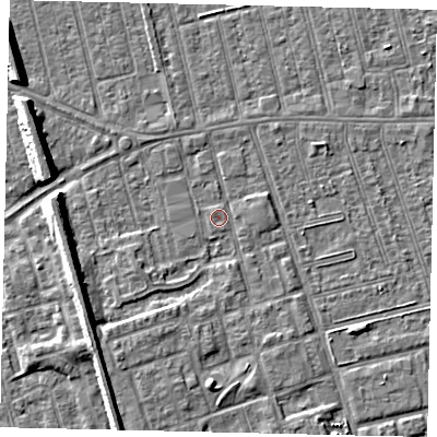 Shaded relief map of the ground around HU35QE, computed from Environment Agency LiDAR. The ground here sits at about 2 m above sea level and falls 8 m across the surrounding 800 m. Surface water reaching this point runs off ground lying to the east-north-east, 1.6 m higher.