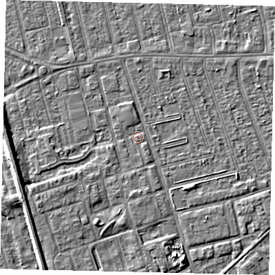 Shaded relief map of the ground around HU35QF, computed from Environment Agency LiDAR. The ground here sits at about 3 m above sea level and falls 6 m across the surrounding 800 m. Surface water reaching this point runs off ground lying to the north-north-west, 0.9 m higher.