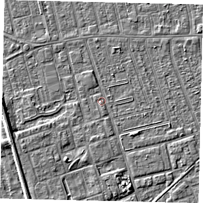 Shaded relief map of the ground around HU35QR, computed from Environment Agency LiDAR. The ground here sits at about 3 m above sea level and falls 5 m across the surrounding 800 m. Surface water reaching this point runs off ground lying to the south-south-west, 0.8 m higher.