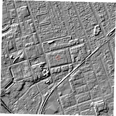 Shaded relief map of the ground around HU35SA, computed from Environment Agency LiDAR. The ground here sits at about 3 m above sea level and falls 5 m across the surrounding 800 m. Surface water reaching this point runs off ground lying to the north-west, 0.5 m higher.