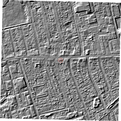 Shaded relief map of the ground around HU36EP, computed from Environment Agency LiDAR. The ground here sits at about 3 m above sea level and falls 3 m across the surrounding 800 m. Surface water reaching this point runs off ground lying to the south, 1.1 m higher.