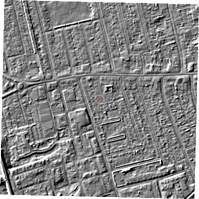 Shaded relief map of the ground around HU36SL, computed from Environment Agency LiDAR. The ground here sits at about 2 m above sea level and falls 5 m across the surrounding 800 m. Surface water reaching this point runs off ground lying to the north-east, 1.4 m higher.