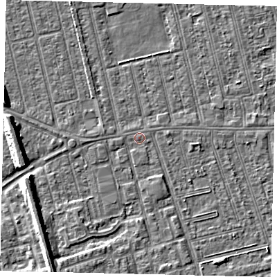 Shaded relief map of the ground around HU36SU, computed from Environment Agency LiDAR. The ground here sits at about 3 m above sea level and falls 8 m across the surrounding 800 m. Surface water reaching this point runs off ground lying to the south-south-east, 1.6 m higher.