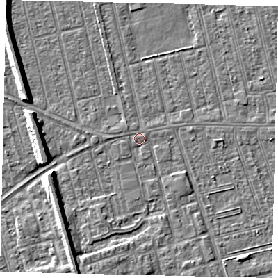 Shaded relief map of the ground around HU36SX, computed from Environment Agency LiDAR. The ground here sits at about 3 m above sea level and falls 8 m across the surrounding 800 m. Surface water reaching this point runs off ground lying to the south-south-east, 0.9 m higher.