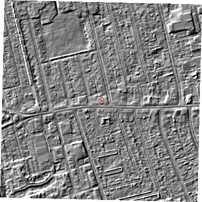 Shaded relief map of the ground around HU36TA, computed from Environment Agency LiDAR. The ground here sits at about 2 m above sea level and falls 3 m across the surrounding 800 m. Surface water reaching this point runs off ground lying to the south-east, 0.6 m higher.
