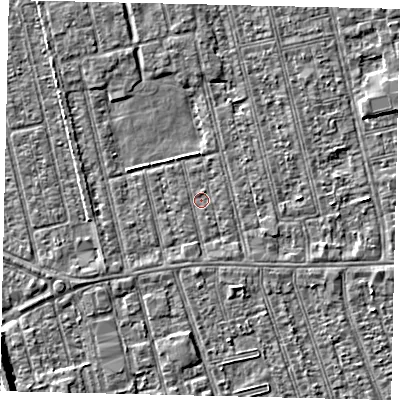 Shaded relief map of the ground around HU36TH, computed from Environment Agency LiDAR. The ground here sits at about 2 m above sea level and falls 6 m across the surrounding 800 m. Surface water reaching this point runs off ground lying to the south-south-east, 0.8 m higher.