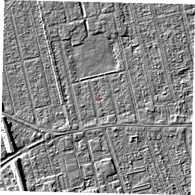 Shaded relief map of the ground around HU36TL, computed from Environment Agency LiDAR. The ground here sits at about 2 m above sea level and falls 7 m across the surrounding 800 m. Surface water reaching this point runs off ground lying to the south-south-east, 0.8 m higher.