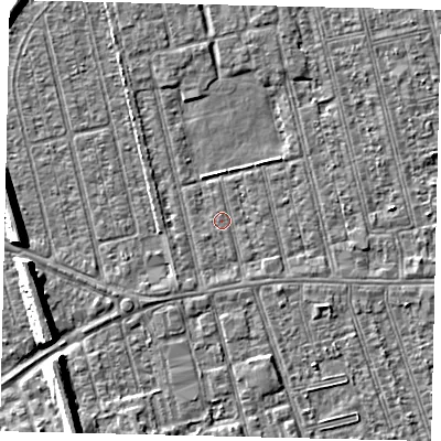 Shaded relief map of the ground around HU36TN, computed from Environment Agency LiDAR. The ground here sits at about 2 m above sea level and falls 8 m across the surrounding 800 m. Surface water reaching this point runs off ground lying to the south-east, 0.8 m higher.