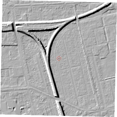 Shaded relief map of the ground around HU36XE, computed from Environment Agency LiDAR. The ground here sits at about 2 m above sea level and falls 8 m across the surrounding 800 m. Surface water reaching this point runs off ground lying to the south-south-west, 5.9 m higher.