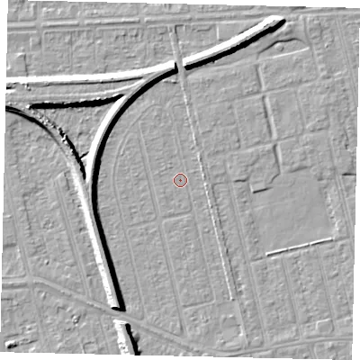 Shaded relief map of the ground around HU36XG, computed from Environment Agency LiDAR. The ground here sits at about 2 m above sea level and falls 7 m across the surrounding 800 m. Surface water reaching this point runs off ground lying to the south-west, 6.0 m higher.