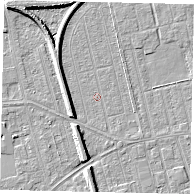 Shaded relief map of the ground around HU36XL, computed from Environment Agency LiDAR. The ground here sits at about 2 m above sea level and falls 8 m across the surrounding 800 m. Surface water reaching this point runs off ground lying to the south-west, 6.7 m higher.