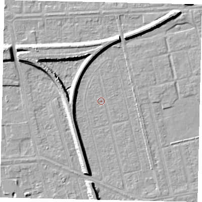 Shaded relief map of the ground around HU36XN, computed from Environment Agency LiDAR. The ground here sits at about 2 m above sea level and falls 8 m across the surrounding 800 m. Surface water reaching this point runs off ground lying to the south-west, 5.9 m higher.
