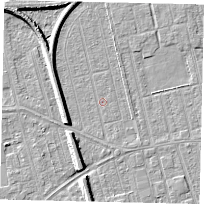 Shaded relief map of the ground around HU36XW, computed from Environment Agency LiDAR. The ground here sits at about 2 m above sea level and falls 8 m across the surrounding 800 m. Surface water reaching this point runs off ground lying to the west-south-west, 6.7 m higher.